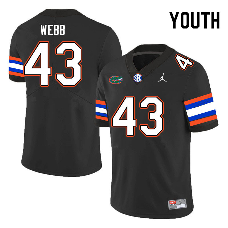 Youth #43 Curran Webb Florida Gators College Football Jerseys Stitched-Black